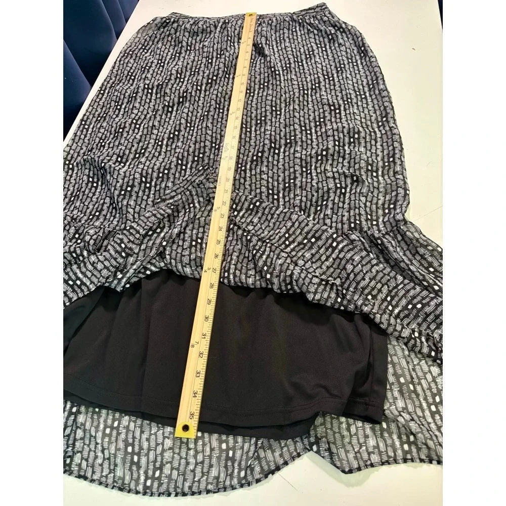 Candies Maxi Skirt Black White Tiered Ruffle Sz L Boho Cottagecore Prairie Retro